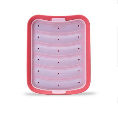 China Sustainable Hot Sale 6 Cavities Non-Stick Silicone Homemade Hot Dogs Mold Silicone Sausage Mold for sale