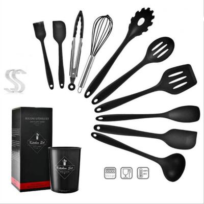 China Sustainable Best Selling Food Grade Stick Non Cooking Tools 10 Pcs Silicone Kitchen Utensils Set for sale