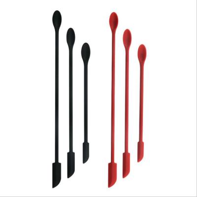 China Creative Sustainable Food Grade Mini 2 In 1 Long Handle Jam Silicone Jar Spatula With Spoon 3 Piece Set for sale