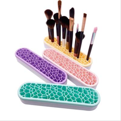 China Multifunctional Portable Cosmetic Storage Box Holder Silicone Fashion Makeup Brush Reusable Silicone Beauty Tool Organizer for sale