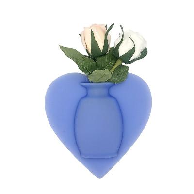 China Reusable Silicone Wall Hanging Flower Plant Sticky Vase Modern Wholesale Sticky Decorative Vase for sale