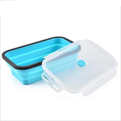 China Rectangle Eco-Friendly Rectangle Microwavable Silicone Bento Box Microwavable Storage Container Reusable Collapsible Silicone Bowl Bowl for sale