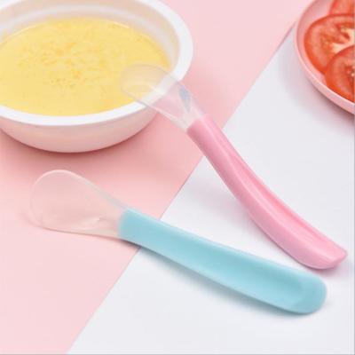 China BPA Free Food Grade Feeding Training Utensils Soft Silicone Baby Spoon BPA Free Silicone Infant Spoon For Toddlers Training Feeding for sale