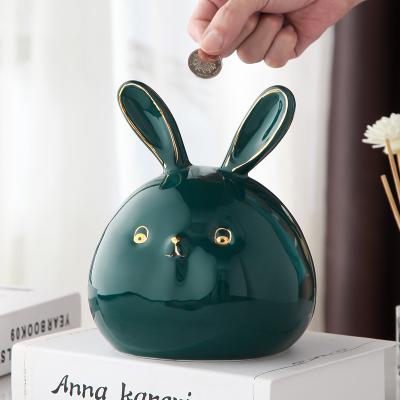 China Wholesale China High Quality European Ceramic Coin Bank Coin Money Saving Box Rabbit Sealed Boxes Saving Toy For Money Keeper Box Gifts for sale