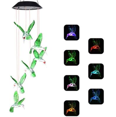 China Good quality waterproof hanging led color-changing blue carinal power hummingbird memorial windchimes wind rings outdoor lamp for sale