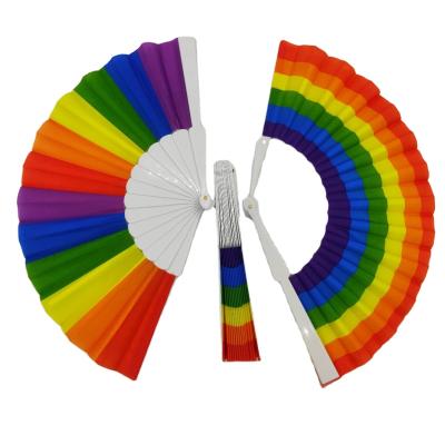 China Europe China Folk Art Europe Spanish Pattern Customize PP Plastic Acrylic Hand Fan Opens Rainbow Pattern For Business Gift for sale