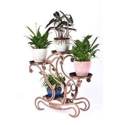 China Wholesale 4 Row Good Quality Modern Flower Plant Stand Garden Color Powder Material Plant Stands for sale