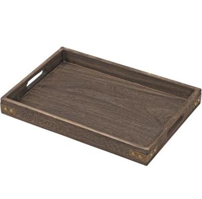 China Nordic Style Wooden Serving Tray, Rectangle Serving Trays Wood with Handles, Wooden Food Serving Tray for Dinner, Tea, Coffee, for sale