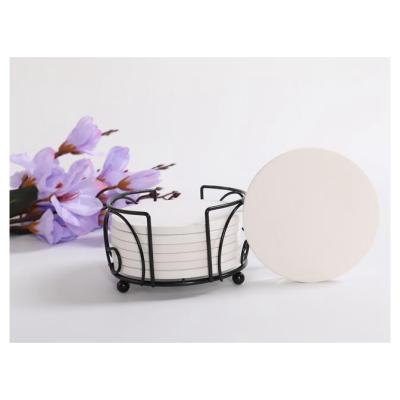 China Viable Wholesale Set of 6 White Round Cup Coaster Custom Tea Decoration Coasters for sale