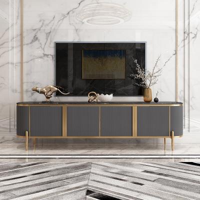 China Wholesale Luxury Modern Metal Legs TV Console Living Room TV Stand Sideboard Cabinet Coffee Table Sets for sale