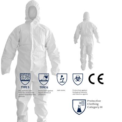 China Factory Protective Suit Type5 6 Disposable Waterproof Nonwoven Protective Clothing Overalls With CE Approved for sale