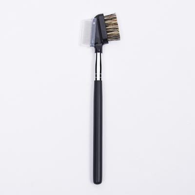 China Makes Apply Makeup Dongshen Wholesale Black Wooden Handle Synthetic Hair Makeup Eyebrow Brush Paint Simple Makeup Brushes for sale