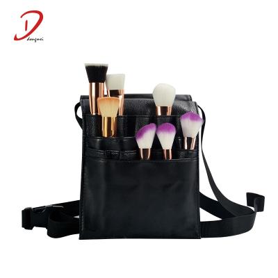 China Custom Leather Belt Black PU Leather Logo Makeup Artist Brushes Set Make Up Bag For Makeup Brushes for sale