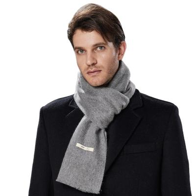 China Unique 100% Plain Weave Warm Wool Scarf Winter Long Custom Men's Plain Weave Men Warm Wool Scarves for sale