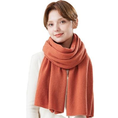 China High Quality Winter Plain Wool Scarf Women Knitted Long 100% Wool Scarf Shawl For Women Thick Warm Scarves for sale