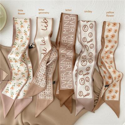 China Daily Life Twill Bag Scarf Silk For Women Hair Band Thin Spring Edge Scarves Hair Accessories for sale