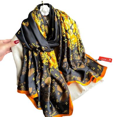 China 2023 New Spring Thin Style Silk Large Size 180*90 Fashion Female Polyester Scarf Shawls For Women for sale