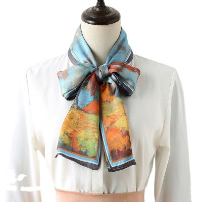 China Square China Wholesale High Qualityscarfs For Women Silk Scarf Elegant Decorated Luxury Thin Silk Scarf Long Small for sale