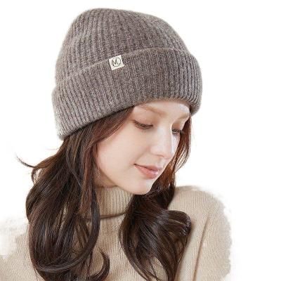 China Wholesale Logo Blank Cashmere Knitted Slouch Beanie Hat Ladies Women Winter Daily Life Custom Roll Up Plain Unisex Wool Knit Slouchy Beanie for sale