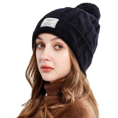 China Custom Pure Ladies Winter Fashion Women Hat Daily Life 100% Wool Warm Cable Knitted Cashmere Wool Beanie Hat - for sale