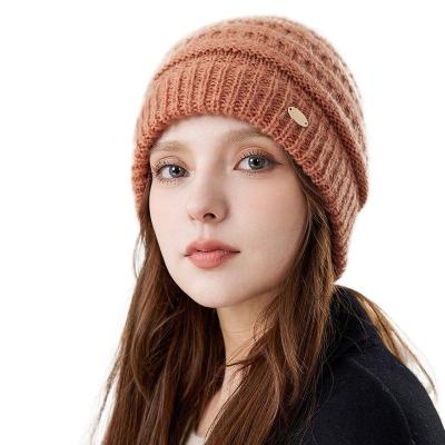 China Wholesale COMMON Women Knitted Beanie Hats Solid Color Luxury Custom Woven Skullcap Soft Warm Thick Ski Winter Wool Outdoor Wook for sale