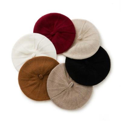 China Fashion Winter Beret Hat Merino Wool Beret Hat Solid Color Leisure Knitted 100% Warm Soft Knitted Beret for sale