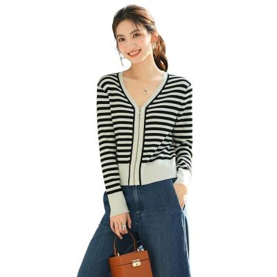 China Anti-pilling Elegance Fashion Style Women's Sweater Cardigan V-Neck Knitting Long Sleeve Ladies Knitted Sweater for sale