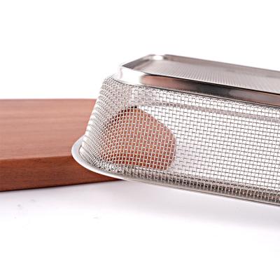 China Hot Sale Viable In The Market 201 Kitchen Tools Stainless Steel Kitchen Metal Mesh Basket Square Rice Sieve Colander for sale