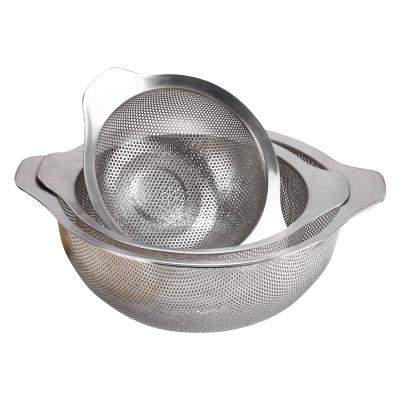 China Viable Thick Edges Vegetables Washing Kitchen Sieve Punch Basket for sale