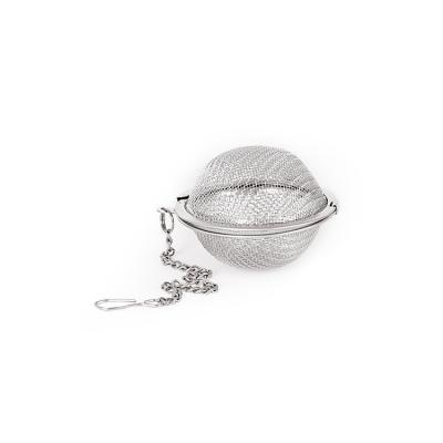 China Sustainable Customized Logo Ball Shape Stainless Steel Mesh Tea Strainer for sale