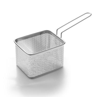 China Sustainable MINI Stainless Steel Fried Chicken Basket Frying Serving Basket For American Snack Serving Fried Food for sale