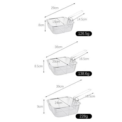 China Hot Selling Viable Stainless Steel Mesh Basket Frying Washing Vegetable Metal Material Basket With Movable Handles Kitchen Tool for sale