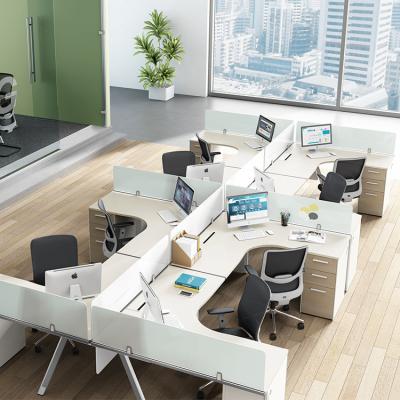 China Eco - Friendly 4 Person Table Workstation Office Desk Staff Room Table With Drawers for sale