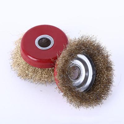 China Modern High Quality Yellow Grinding And Polishing Cleaning Wire Brush De-rusting Abrasive Brush for sale