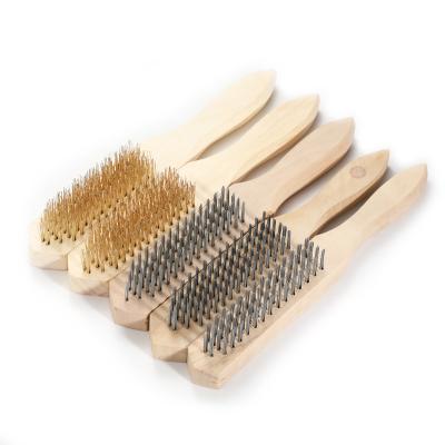 China Modern Multifunctional Eco-friendly Wire Brush Copper Steel Wire Brush With Wooden Handle for sale