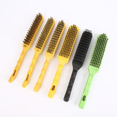 China Hot Selling Modern Grinding Steel Wire Brush Rust Removal Cleaning Brush 6 Rows With Plastic Handle for sale