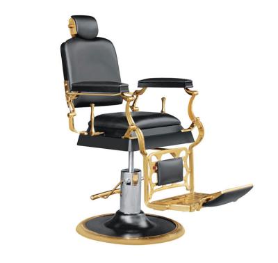 China Modern Wholesale Heavy Duty Beauty Salon Furniture Shop Hydraulic Antique Golden Barber Chair for sale