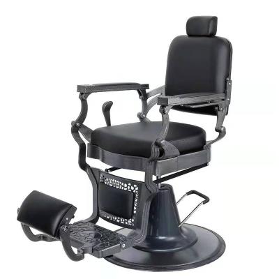 China Modern Retro Vintage Black Frame Vintage Salon Chair Hair Cutting Heavy Duty Barber Chair for sale