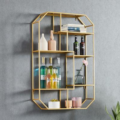 China Modern Modern Hexagon Shelves Metal Living Room Display Rack Shelf Nail Polish Wall Shelf for sale