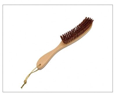 China Portable Handle Hair Brush Paddle Wave Beard Sweep Round Shape Long Curved Bristle Wooden Shaving Brush for sale