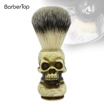 China Wholesale New Arrivals Skull Head Hair Resin Handle Nylon Shaving Brush Private Label Beard Brush for sale