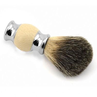 China Low Shaving Brush Badger Hair Shaving Brush For Men's Grooming Kit With Resin Handle Metal Vintage Pro Hand-crafted Pure for sale