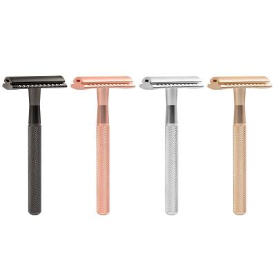 China Twin Blade Mens Metal Stainless Steel Straight Edge Double Shaving Safety Razor for sale