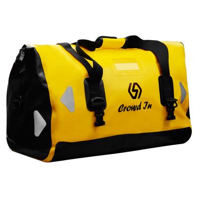 China Yellow PVC WUPP Waterproof Luggage Rear Seat Motorcycle Tail Bag With Reflective Warning for sale