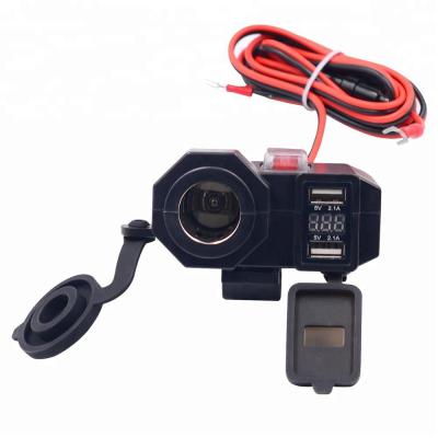 China Voltage Monitoring Motorcycle USB Charger 5V 4.2A USB Phone Charger Port With Red Voltmeter for sale