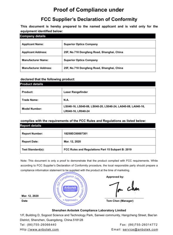 FCC - Superior Optics Company