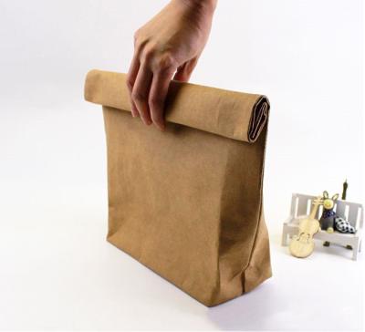 China Custom Recyclable Reusable Reusable Washable Paper Lunch Bag Storage Good Quality Brown Brown Shopping Paper Bag for sale