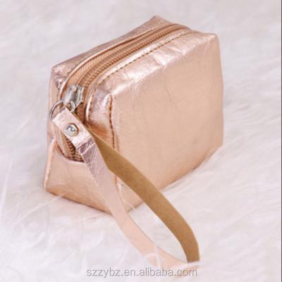 China Fashion Wholesale Cheap Gold Washable Kraft Paper Coin Wallet Purse Bag With Zipper for sale