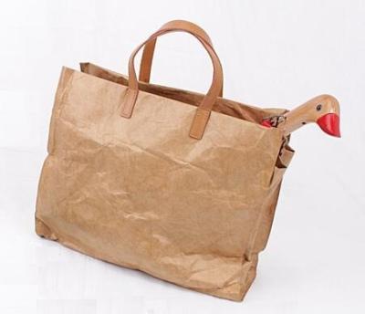 China New Design Eco-friendly Material Recycled Women Fashion Washable Kraft Paper Shoulder Bag Handbag for sale