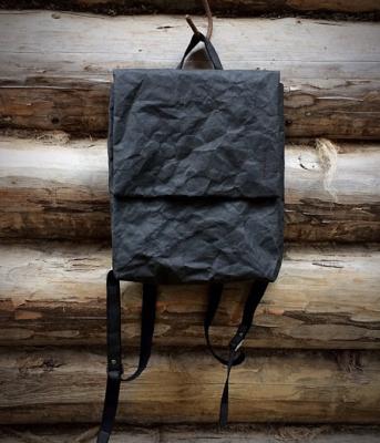 China Recyclable Tyvek And Washable Black Kraft Paper Backpack for sale